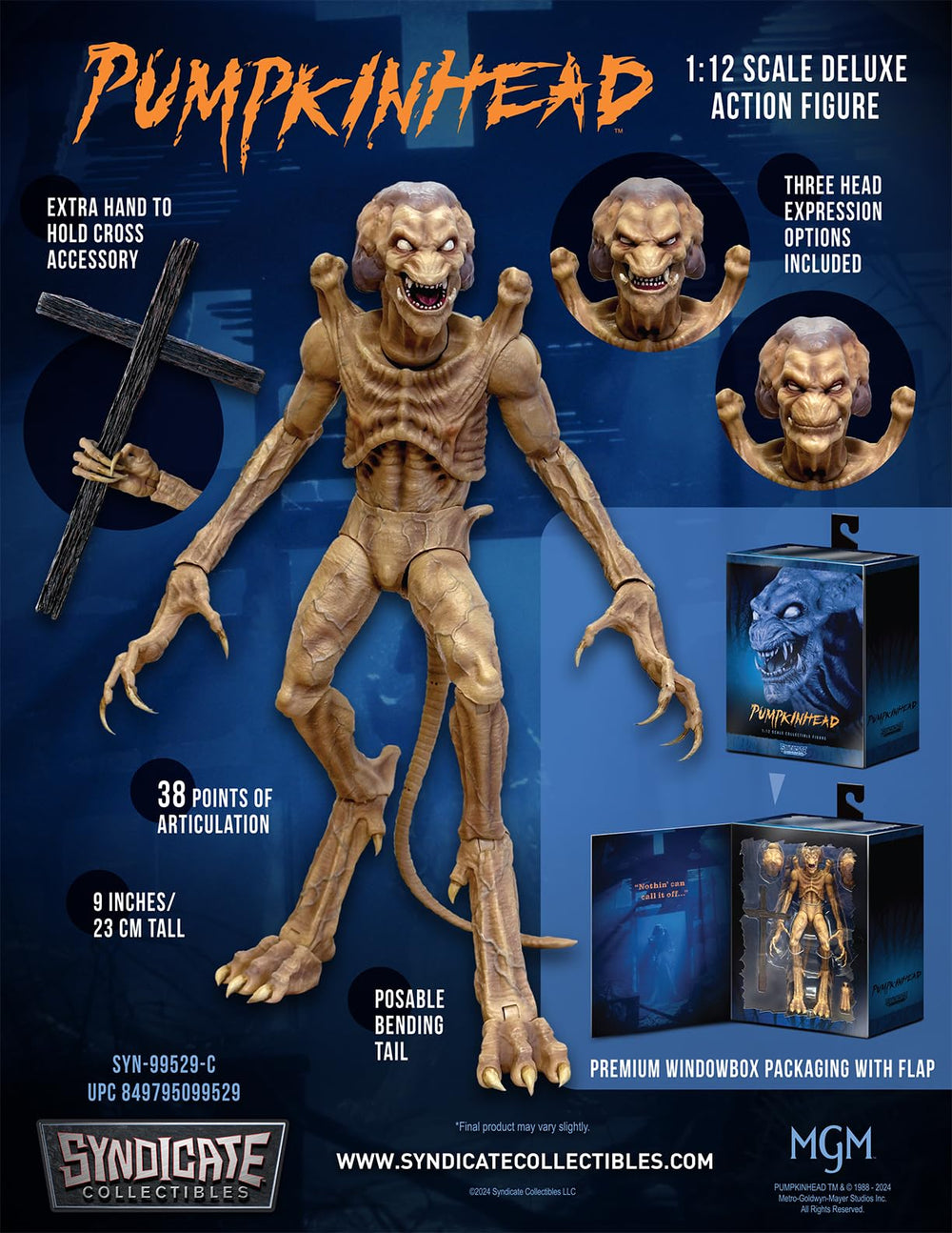 Toynk Pumpkinhead 1:12 figure front view highlights imposing presence on shelves.