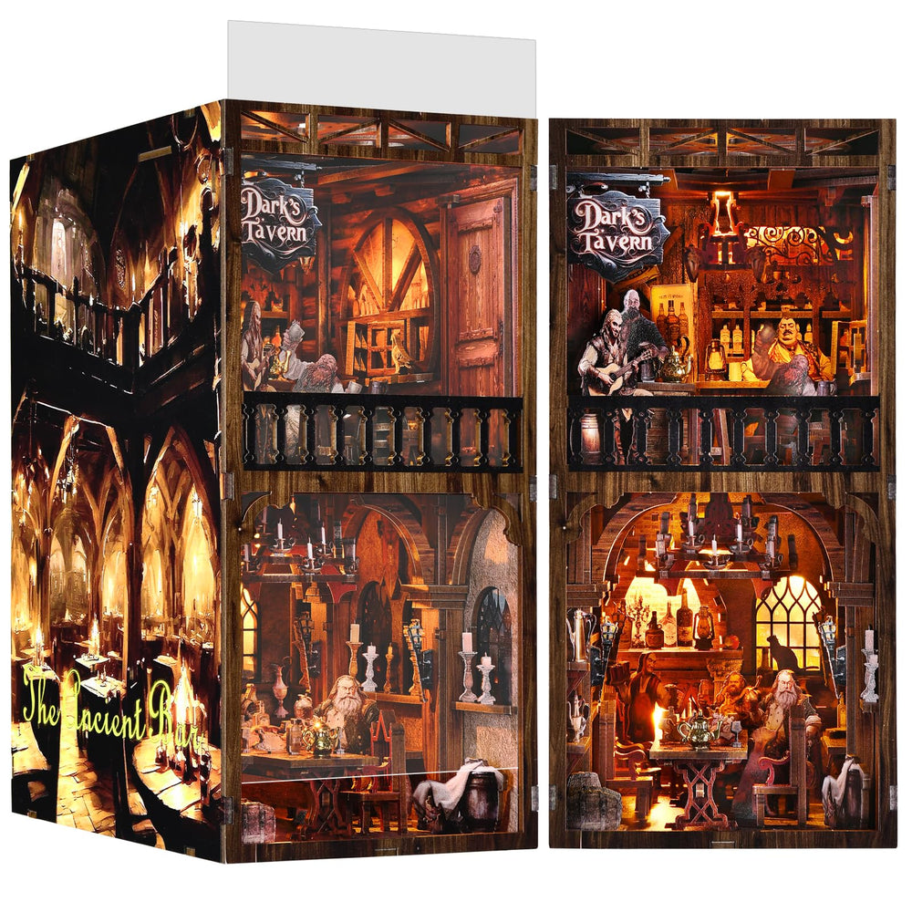 TOYQI Book Nook Kit bar scene with dim lighting for cozy display