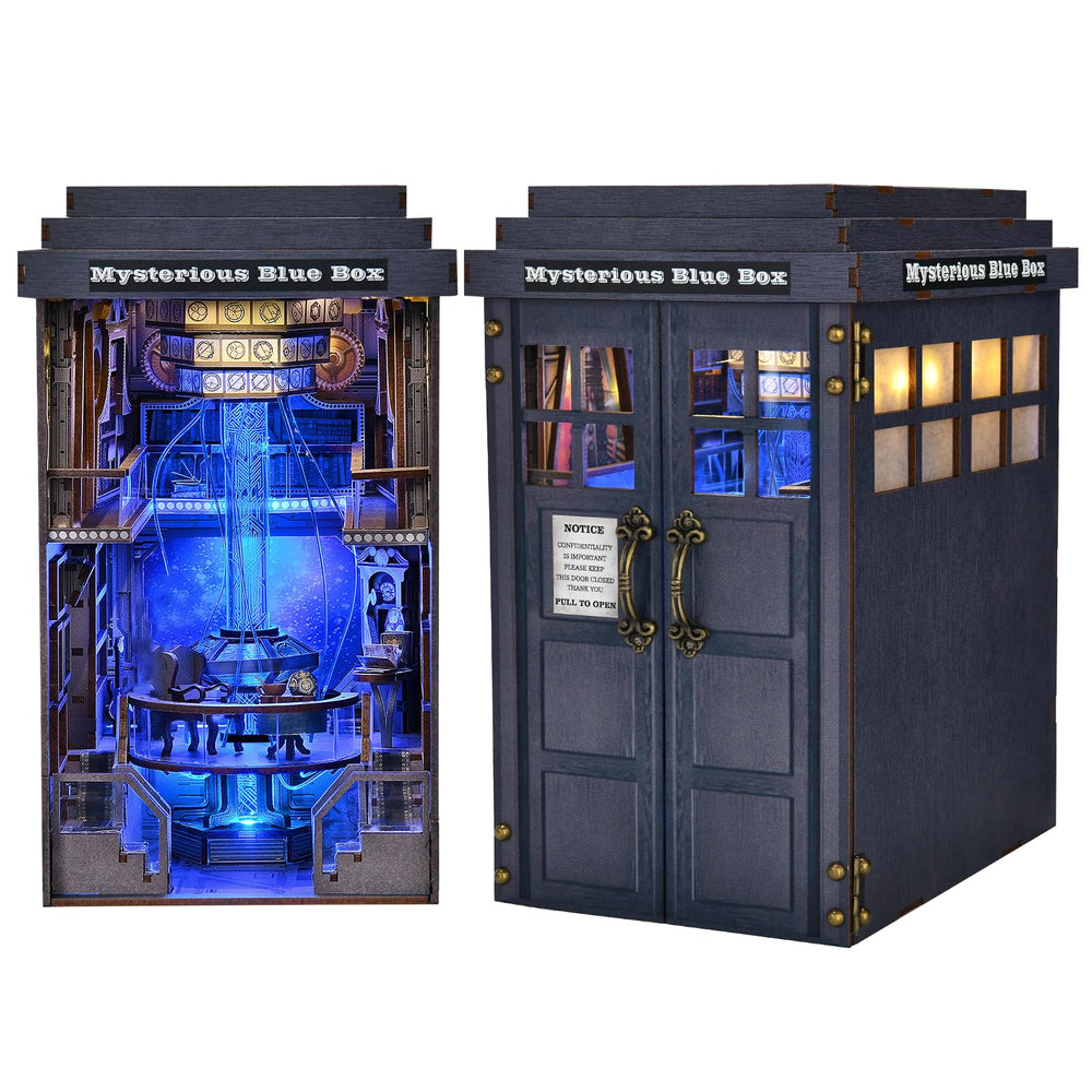 TOYQI Book Nook Kit with blue door, a doorway to a miniature world for desk decor.