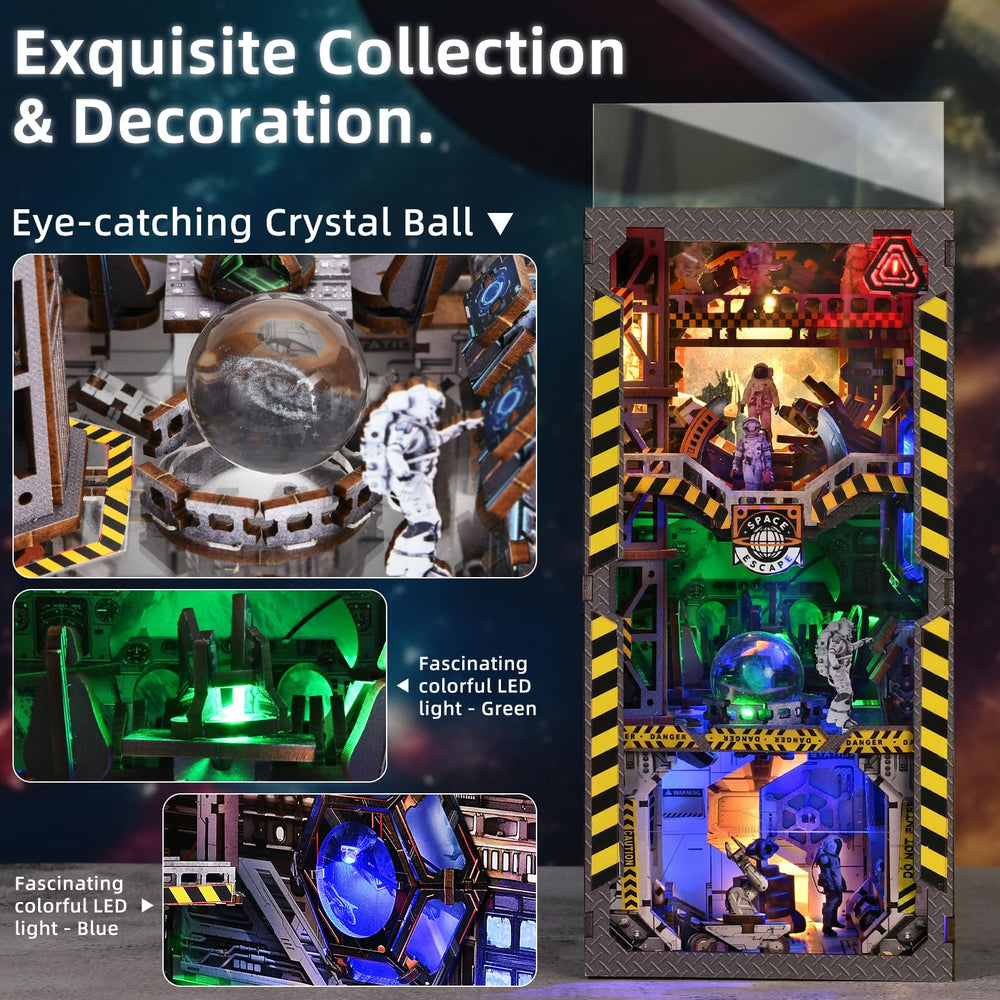 TOYQI Interstellar space-station scene enhances desk or shelf decor.