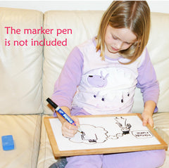 TOWO kids drawing and learning with magnetic letters for early literacy.