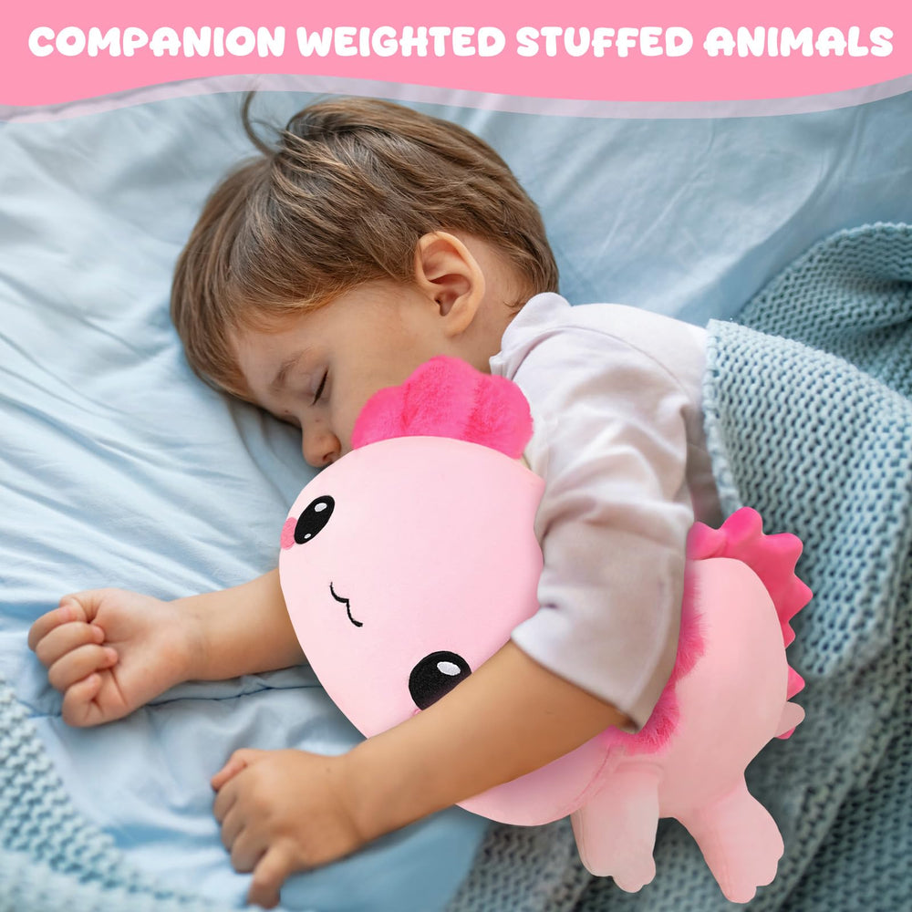 TOYSYM weighted axolotl plush as bedroom decoration, adds cozy charm.