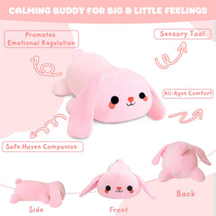 TOYSYM weighted bunny being hugged to illustrate calming, cozy moments.
