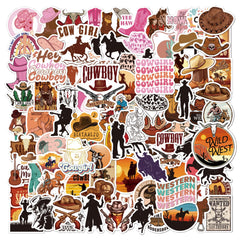 ToytoTou cowboy sticker pack variety designs for laptops and bottles, durable waterproof vinyl.