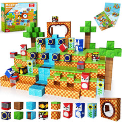 ToyUnited magnetic blocks 100pcs set on a table, durable and safe for imaginative building.