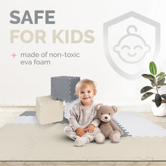 ToyVelt foam mat creating a baby play area that's gentle and safe
