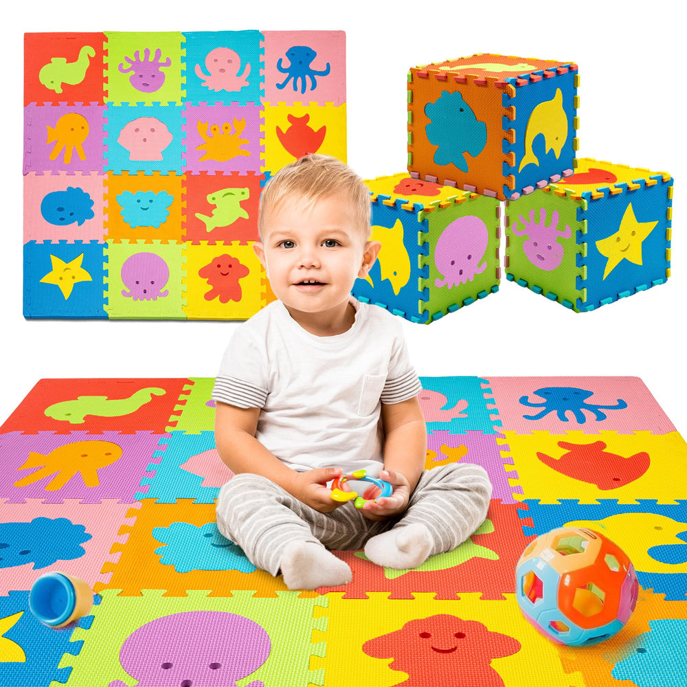 ToyVelt foam puzzle floor mat with sea animals promotes imaginative play on soft tiles.