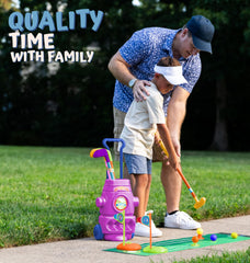 ToyVelt Toddler Golf Set two putting cups for interactive target games.