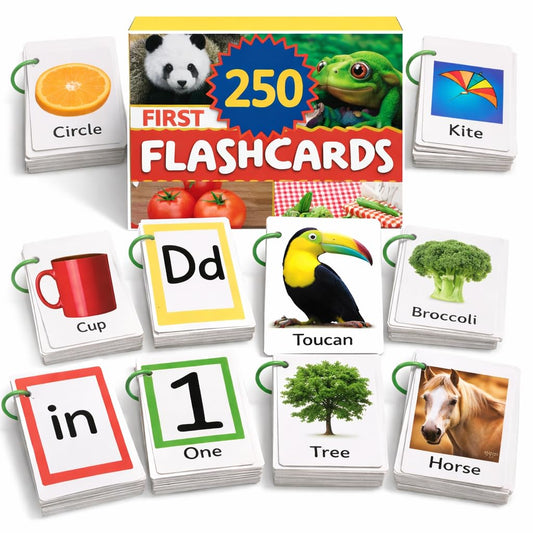 TOYVENTIVE thick flash cards with rings for toddlers boost early recognition and tactile learning.