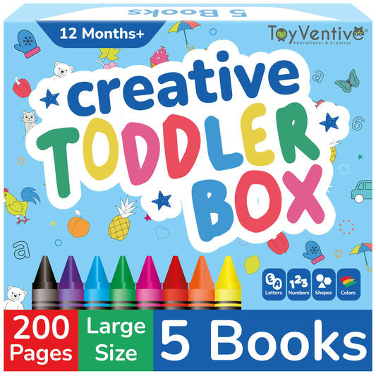 TOYVENTIVE toddler coloring books cover with bright illustrations supporting early creativity.