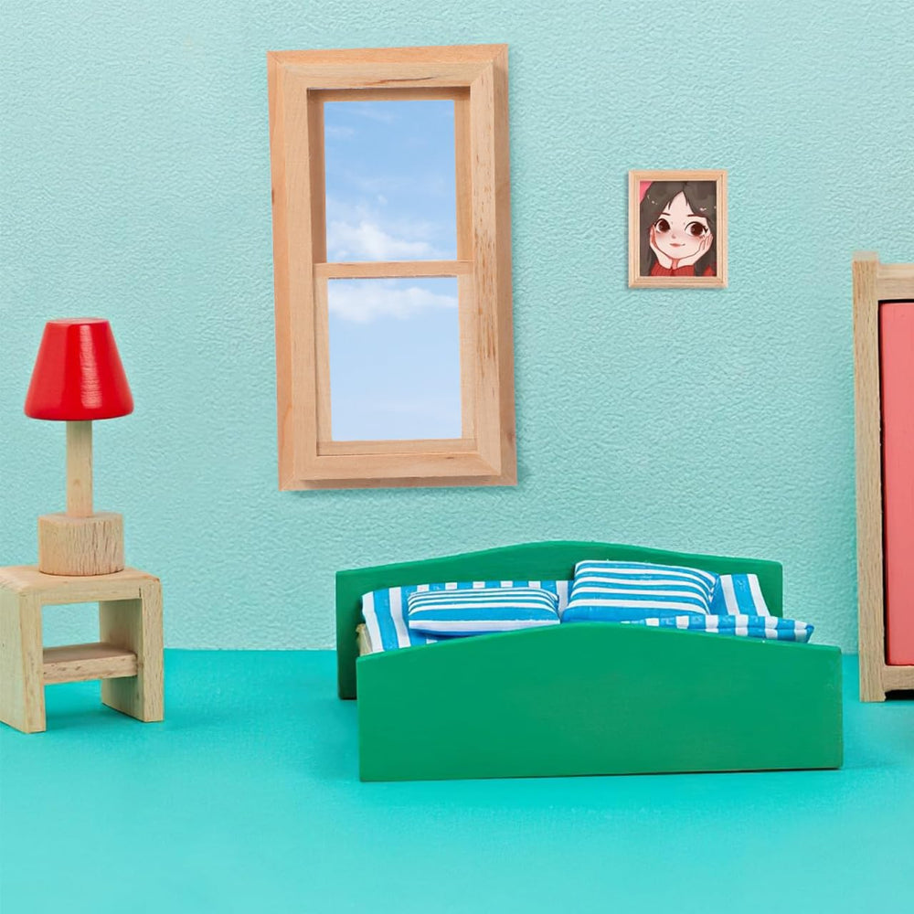 Toyvian wooden mini windows decorate shelves and displays with warm wood tone.