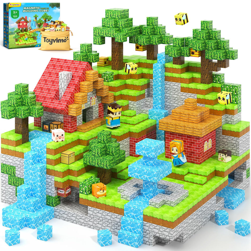 Toyvimo forest magnetic blocks 100pcs foster imaginative forest scenes