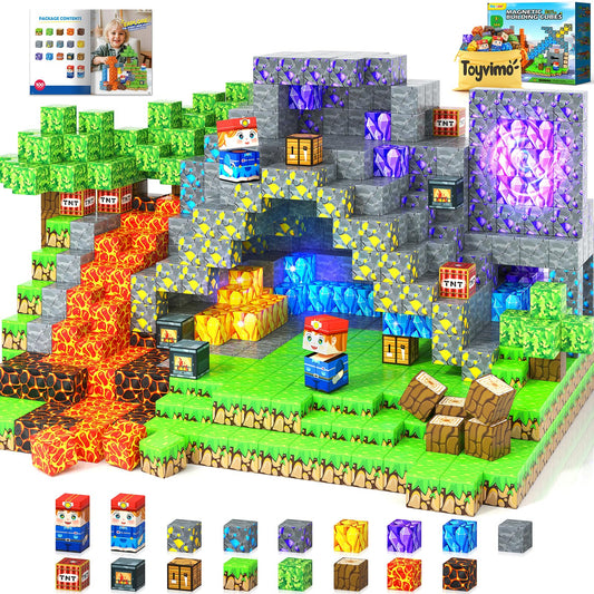 Toyvimo magnetic forest-mine world set sparks imaginative play and creative building.