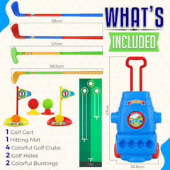 ToyVelt Toddler Golf Set blue clubs closeup for easy learning grip