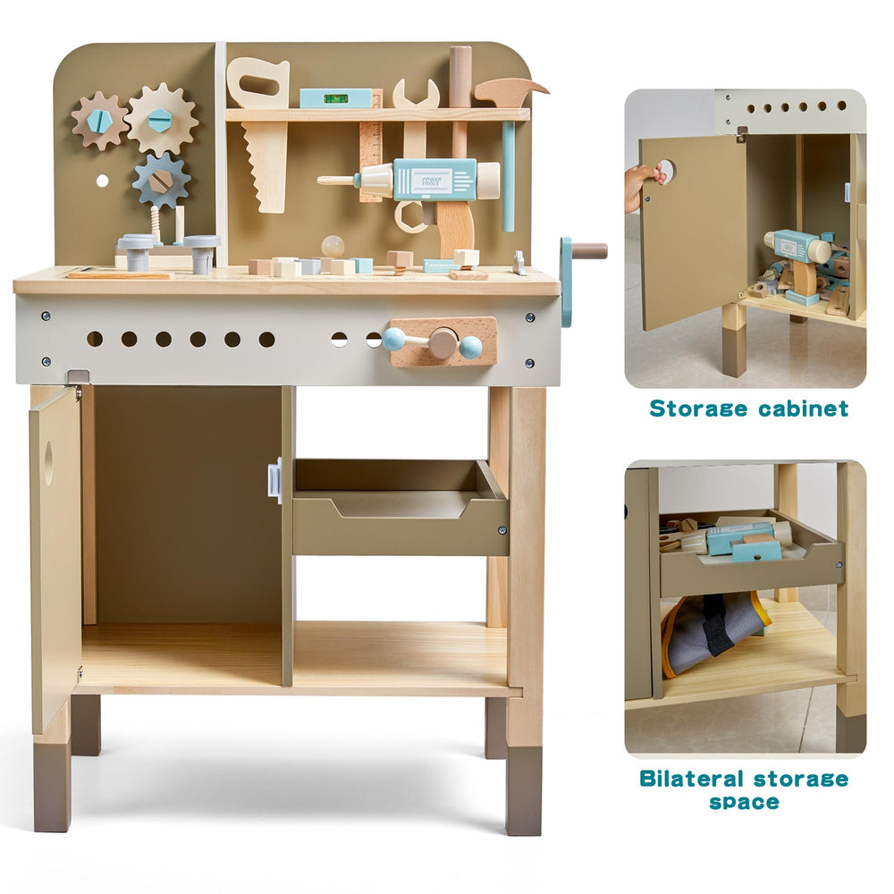Toywoo Kids Tool Set bench gears promoting fine motor skills during turning