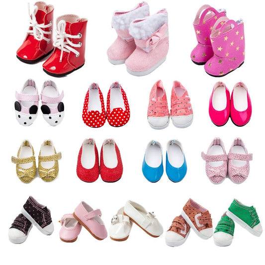 TOYYSB 6-pairs doll shoes boot set for 14.5 inch Wellie Wishers dolls, versatile play footwear.