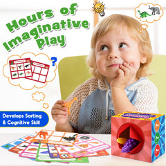 Toyze challenge cards showcase beginner to advanced sorting tasks for growing preschool skills.