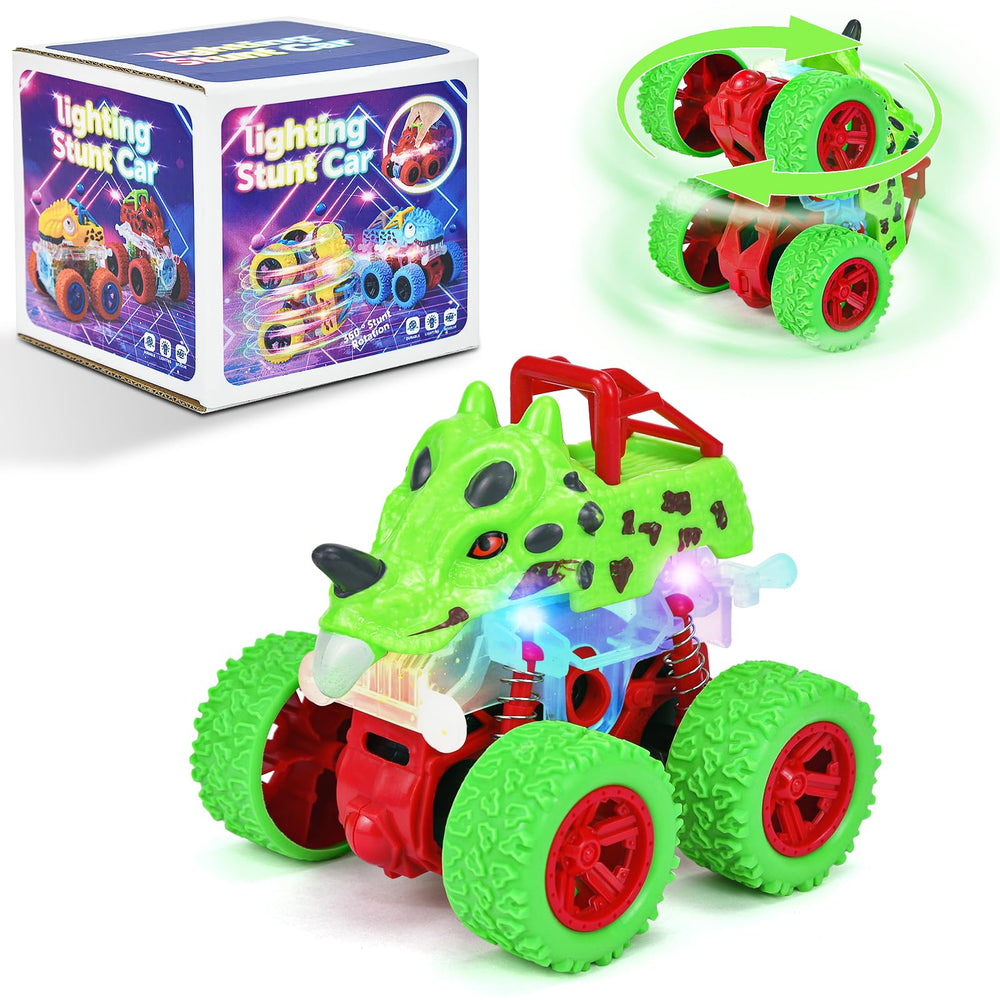 TQBYNJ dinosaur monster truck with LED lights for engaging, color-rich play.
