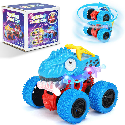 TQBYNJ light-up monster truck blue front view highlighting glow and action for toddlers.