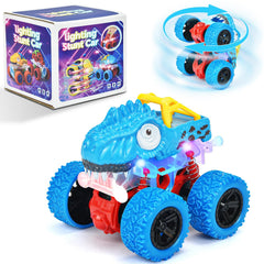 TQBYNJ light-up monster truck blue front view highlighting glow and action for toddlers.