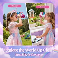 Tqeieu unicorn binoculars easy-focus design offers quick viewing for toddlers.
