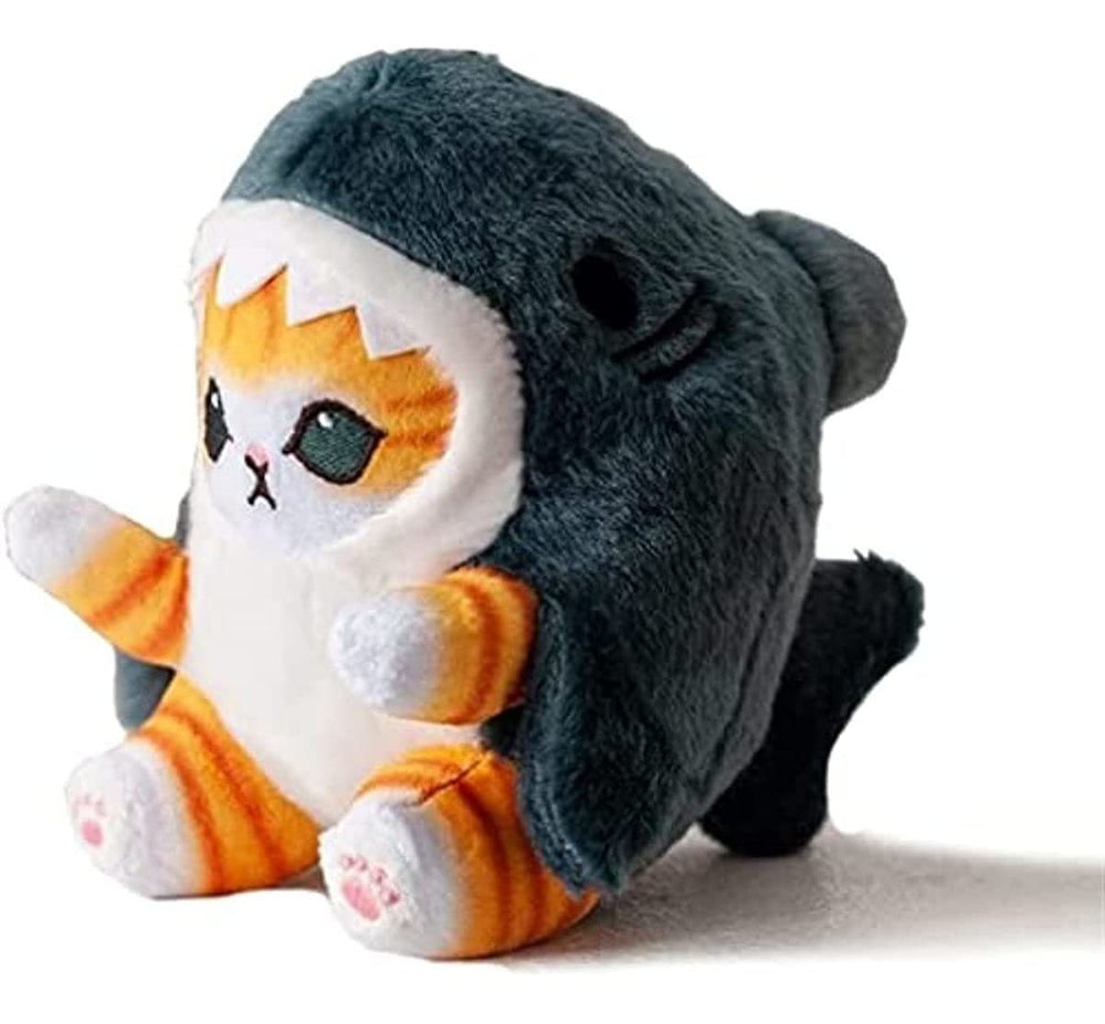 TQJOUJOU cute shark-cat plush in blue, perfect for cozy hugs
