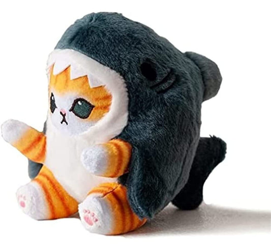 TQJOUJOU cute shark-cat plush in blue, perfect for cozy hugs
