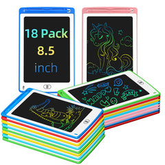 TQU 18-pack LCD writing tablet for kids, front view with bright colors for doodling.