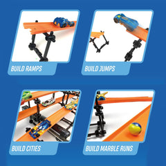TrackJack marble run construction illustrates smooth ramps and continuous flows.