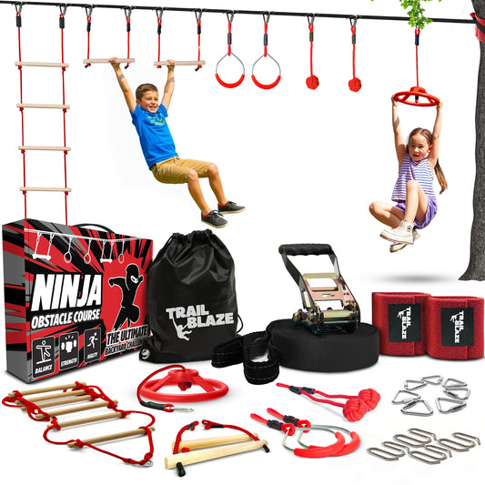 Trailblaze Ninja Slackline 50ft setup for backyard balance and active play