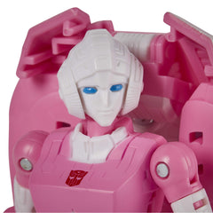 Car hood removed for sleeker silhouette on Arcee