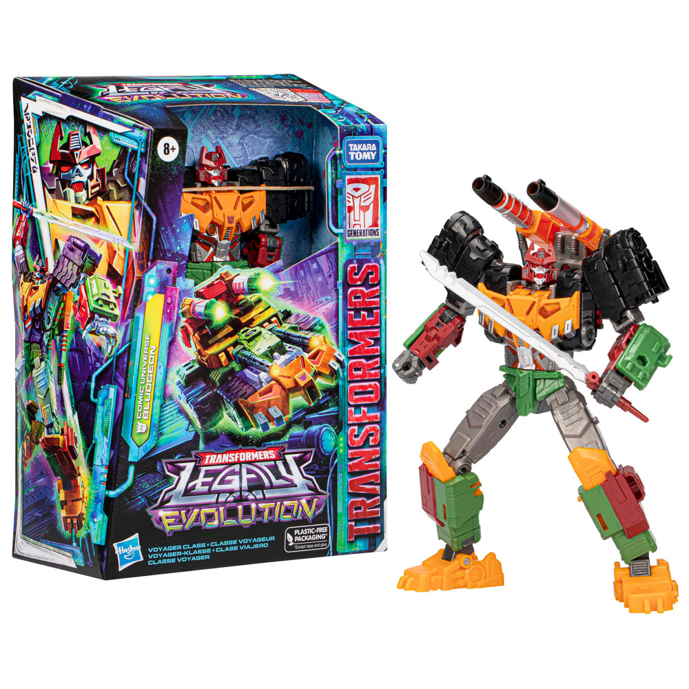 Bludgeon robot in mid transformation pose for dynamic play