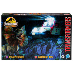 Transformers Dilophocon vehicle mode showcasing Jurassic Park-inspired jeep design.