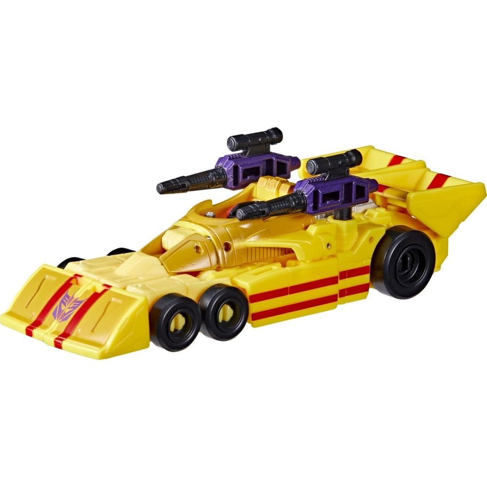 Dragstrip with two blaster accessories for battle-ready poses.