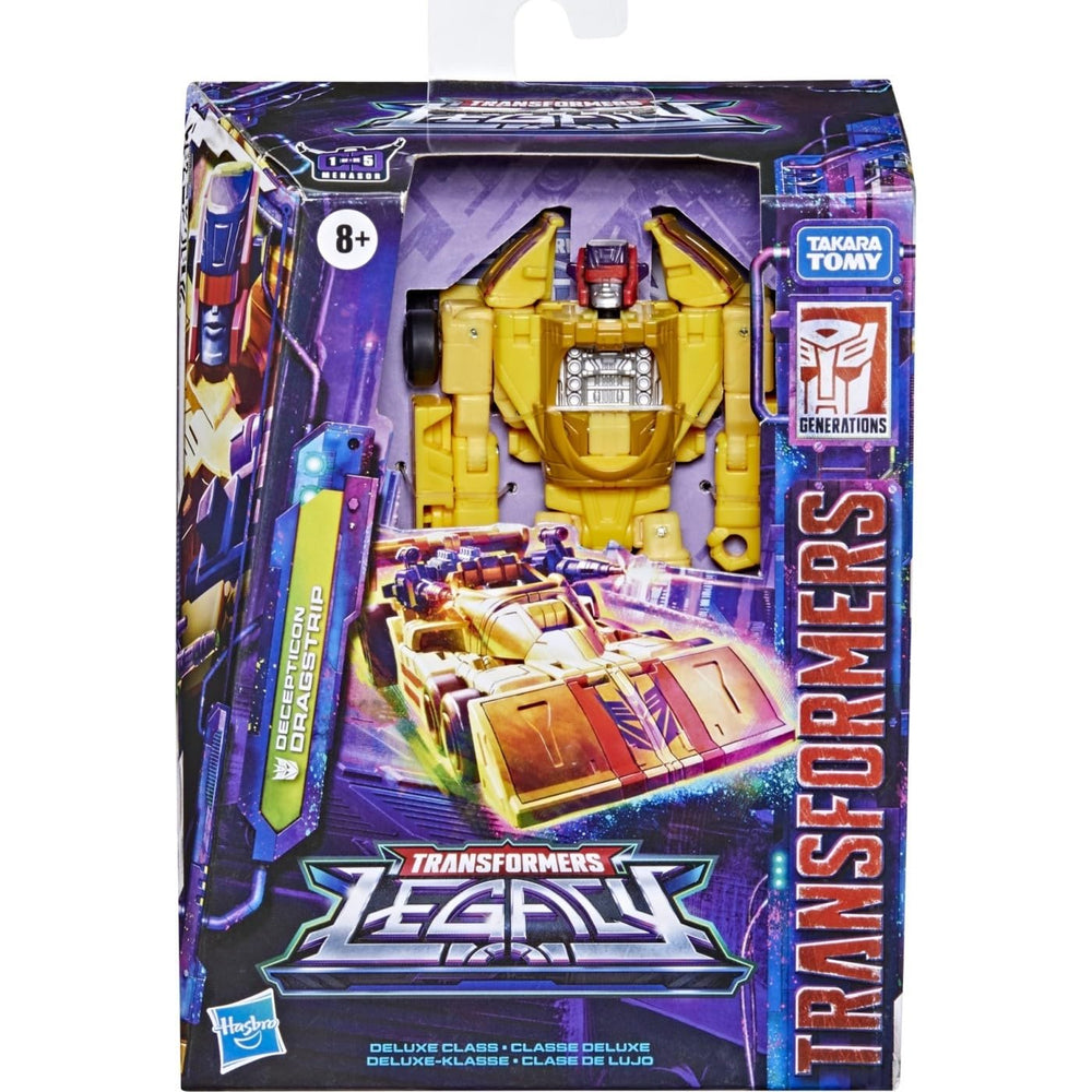 Dragstrip shown as the right arm in a Menasor combiner with other Legacy figures.