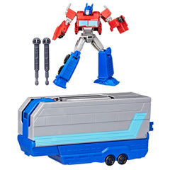 Transformers EarthSpark Optimus Prime battle trailer front view with lights