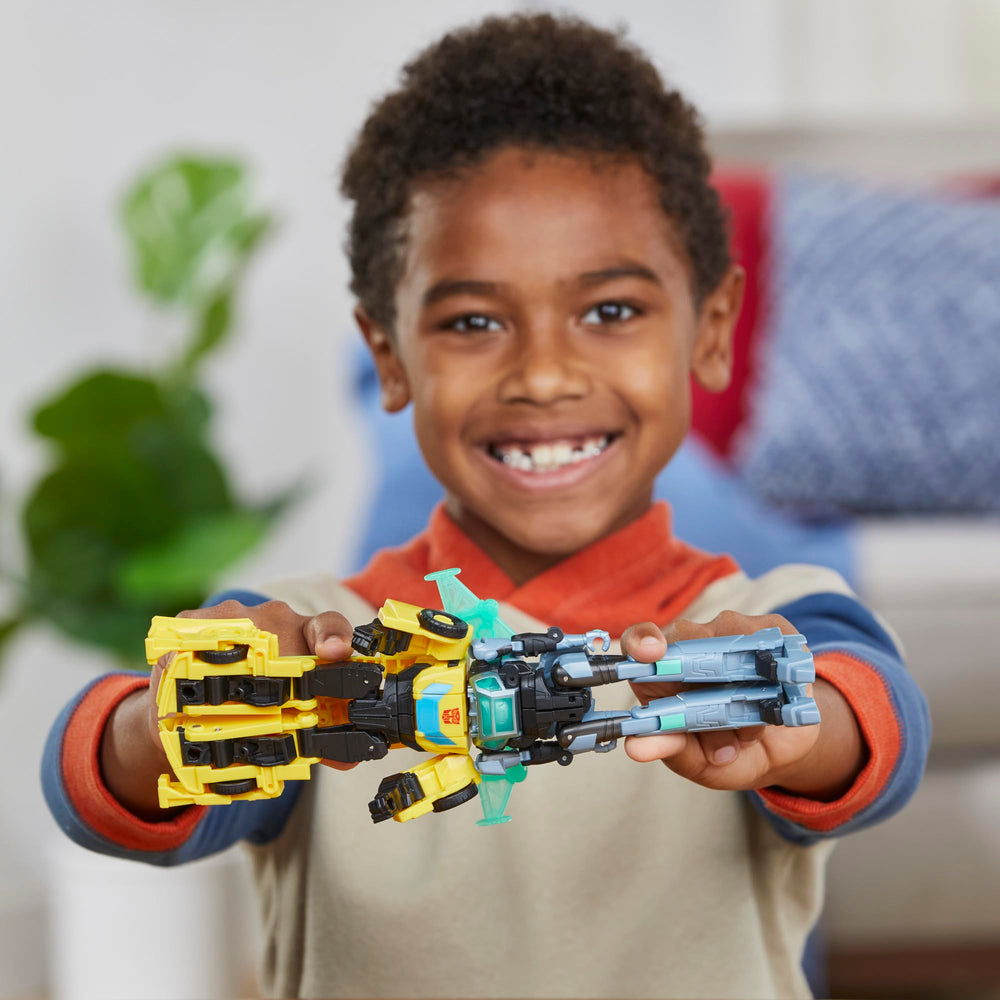 Transformers EarthSpark two-figure combine setup enables dual-bot power.