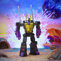 Transformers Kickback grasshopper mode, showcases compact, agile transformation.