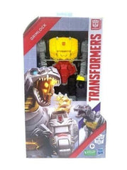 Transformers Grimlock packaging shot emphasizes collectible display piece for shelves.
