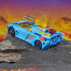 Articulated arms on Transformers Hot Shot support dynamic action stances.
