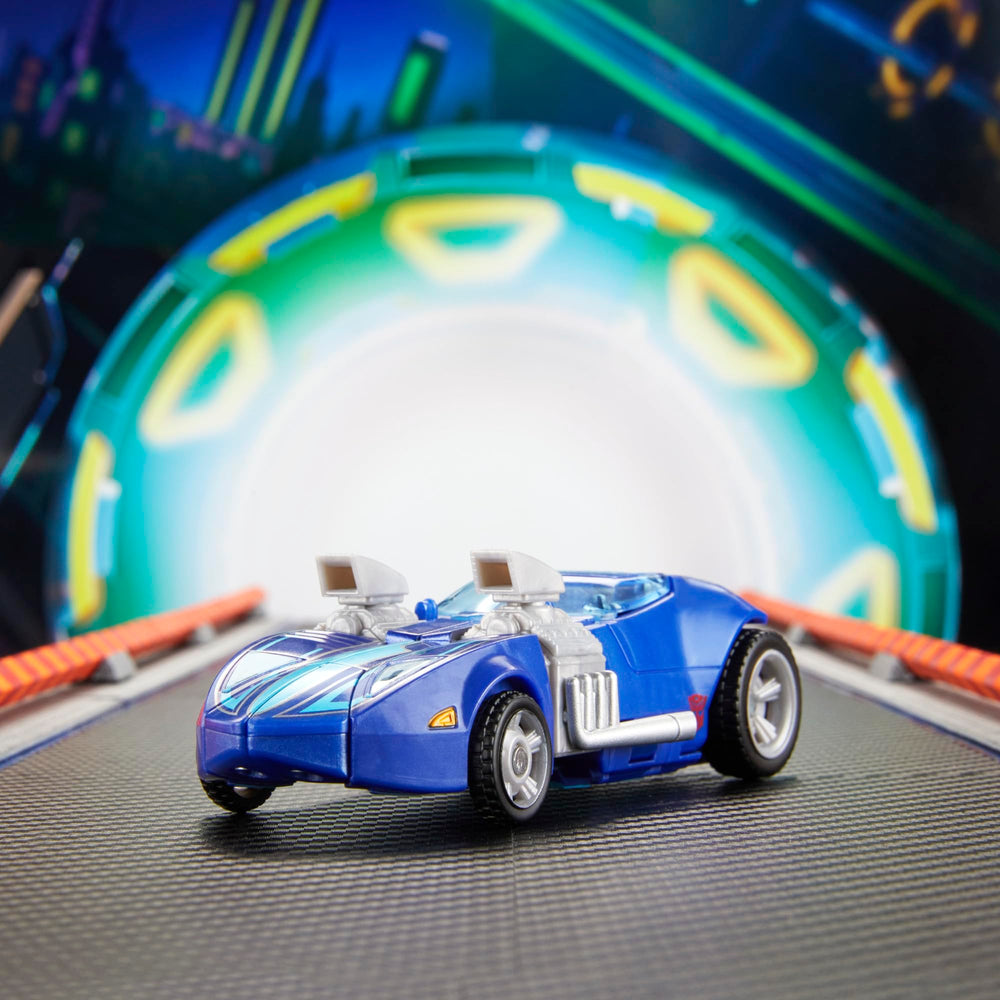 Transformers Twin Mill car mode side view shows sleek racing profile.