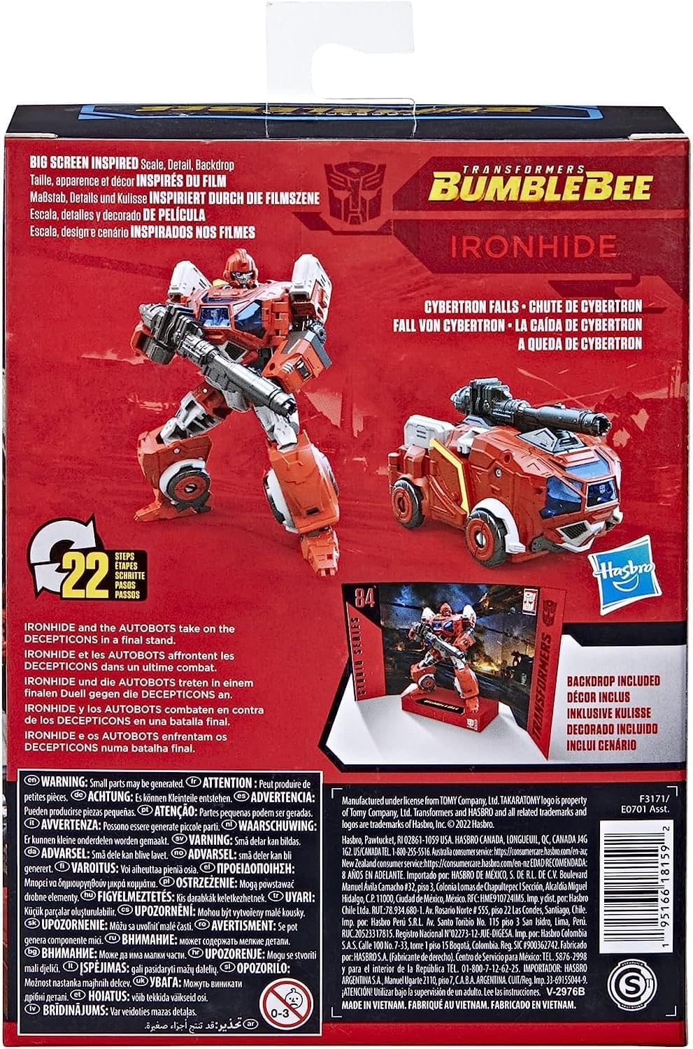 Transformers Ironhide backdrop display enhances poseability and scene recreation.