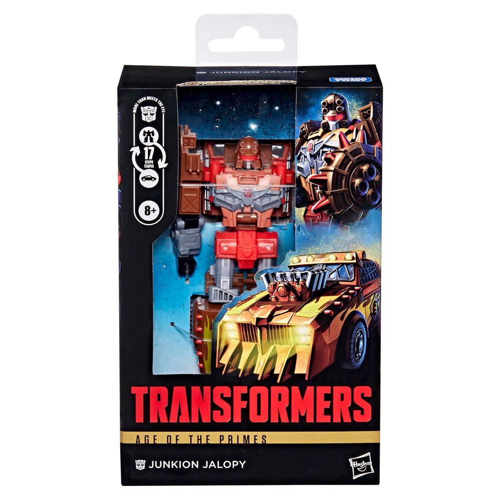 Transformers Junkion Jalopy deluxe figure stands 5.5 inches tall for display.
