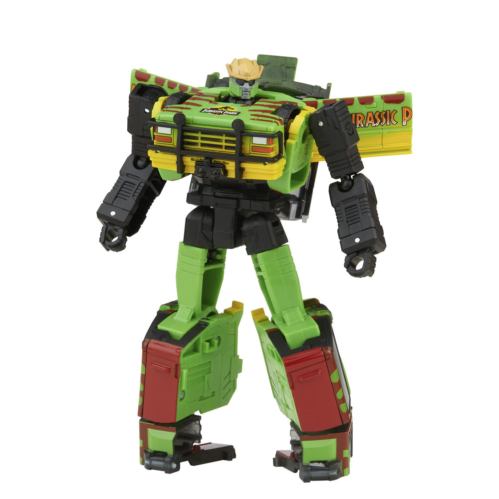 Transformers Tyrannocon Rex with Jurassic Park packaging cues.