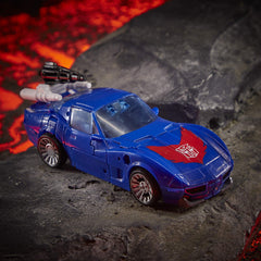 Transformers Kingdom Deluxe WFC-K26 Autobot Tracks golden disk card reveals collectible destiny moments.