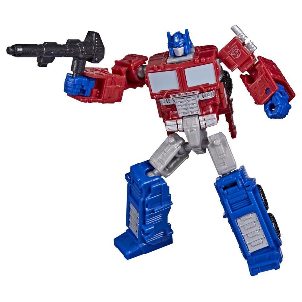 Transformers Legacy Core Optimus Prime in robot mode for imaginative play.