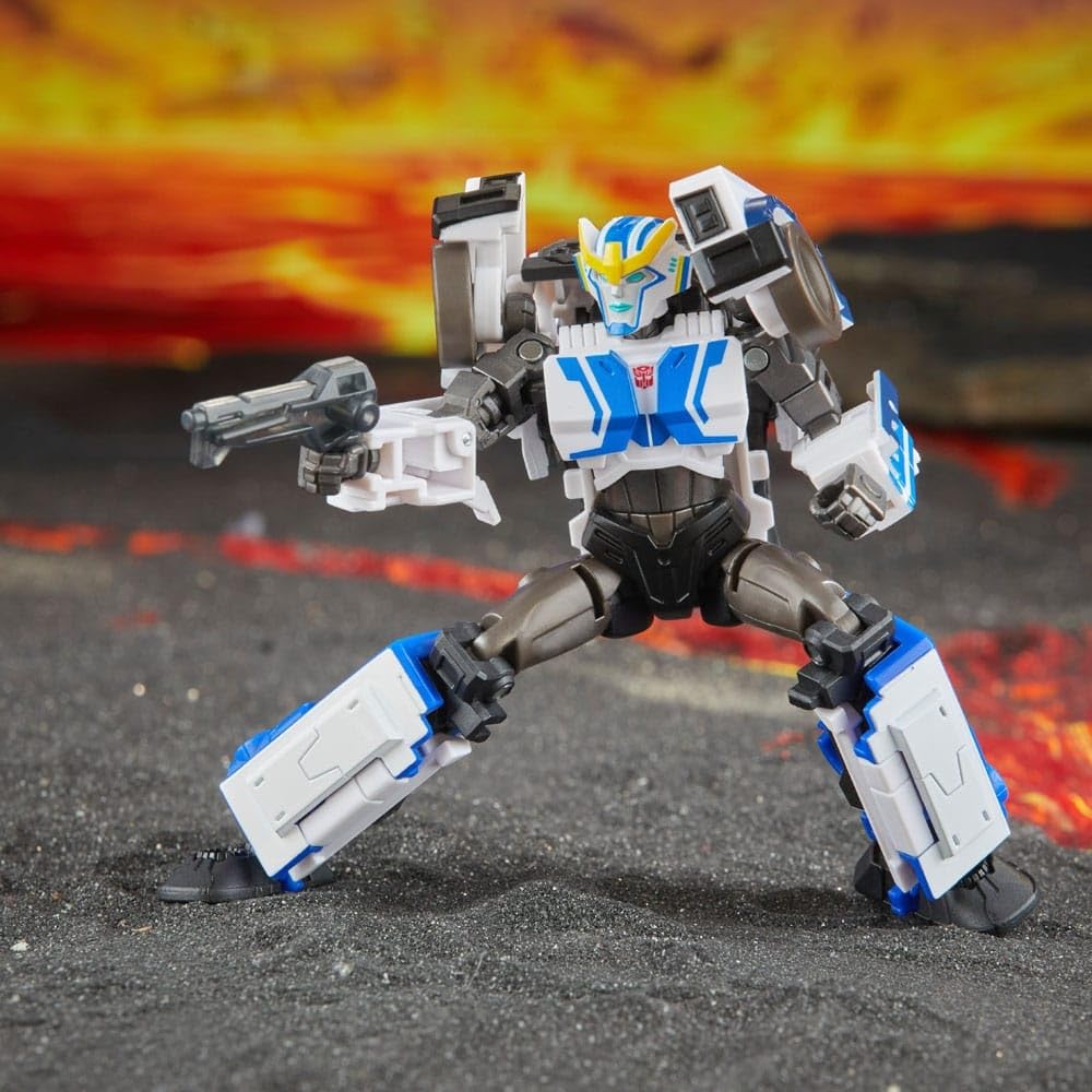 Transformers TRA GEN Legacy EV Deluxe Strong Arm in battle-ready stance invites imaginative play.