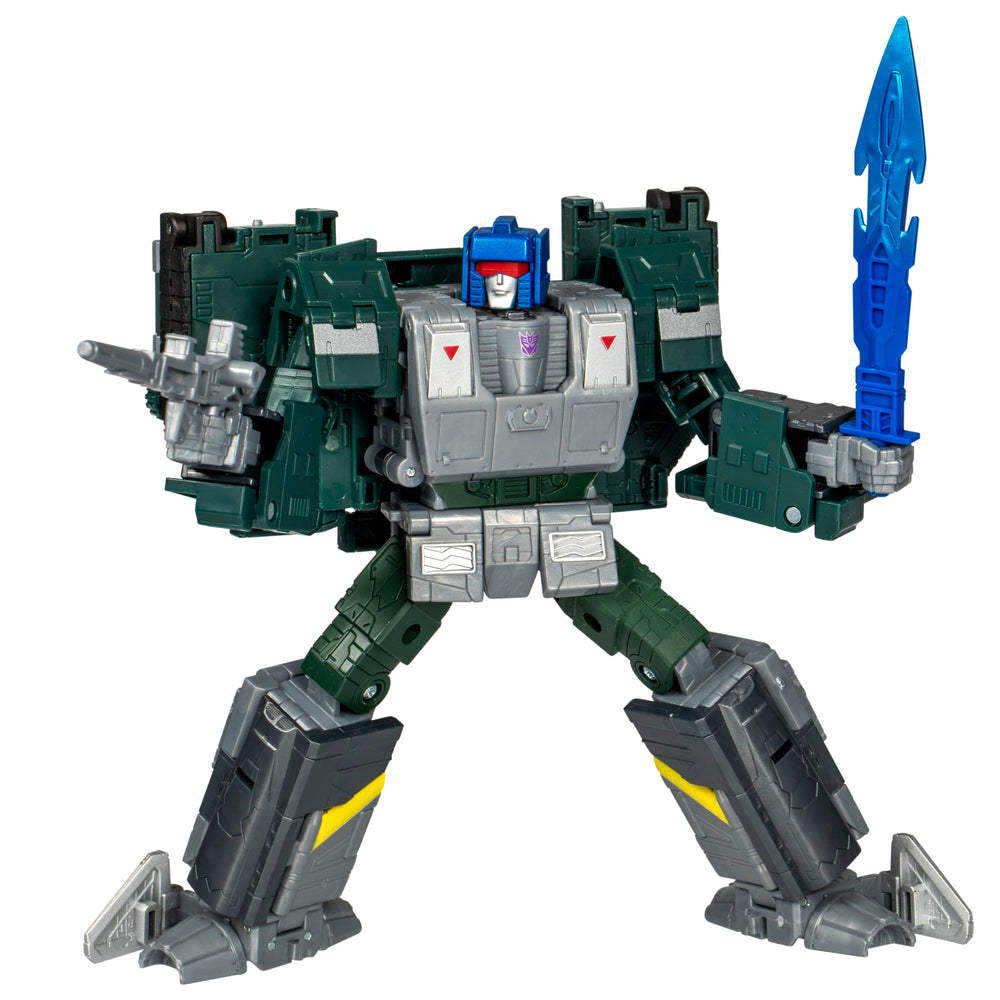 Transformers Legacy Overcharge robot figure in dynamic pose for display and imaginative play.