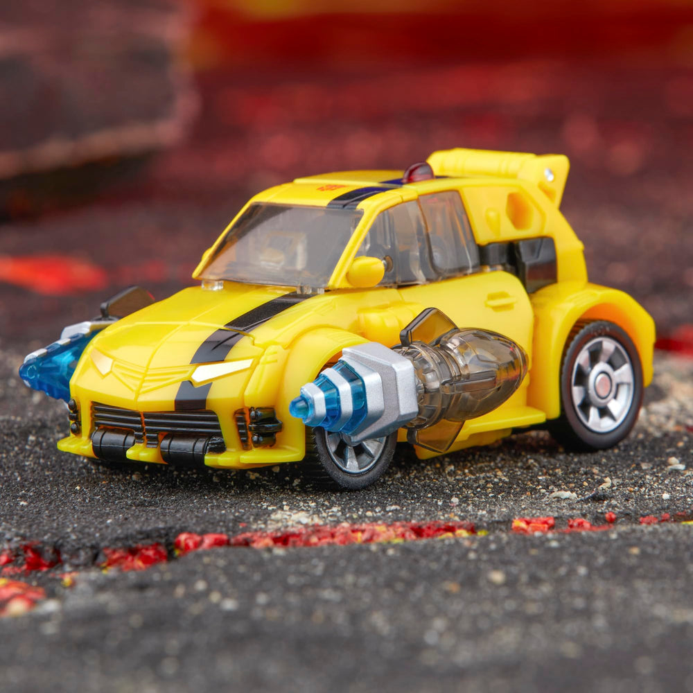 Five point five inch scale Bumblebee fits neatly on shelves and playsets.