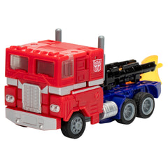 Optimus Prime truck mode with detailed cab for realistic vehicle play.